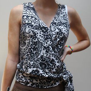 Black and White Wrap Shirt